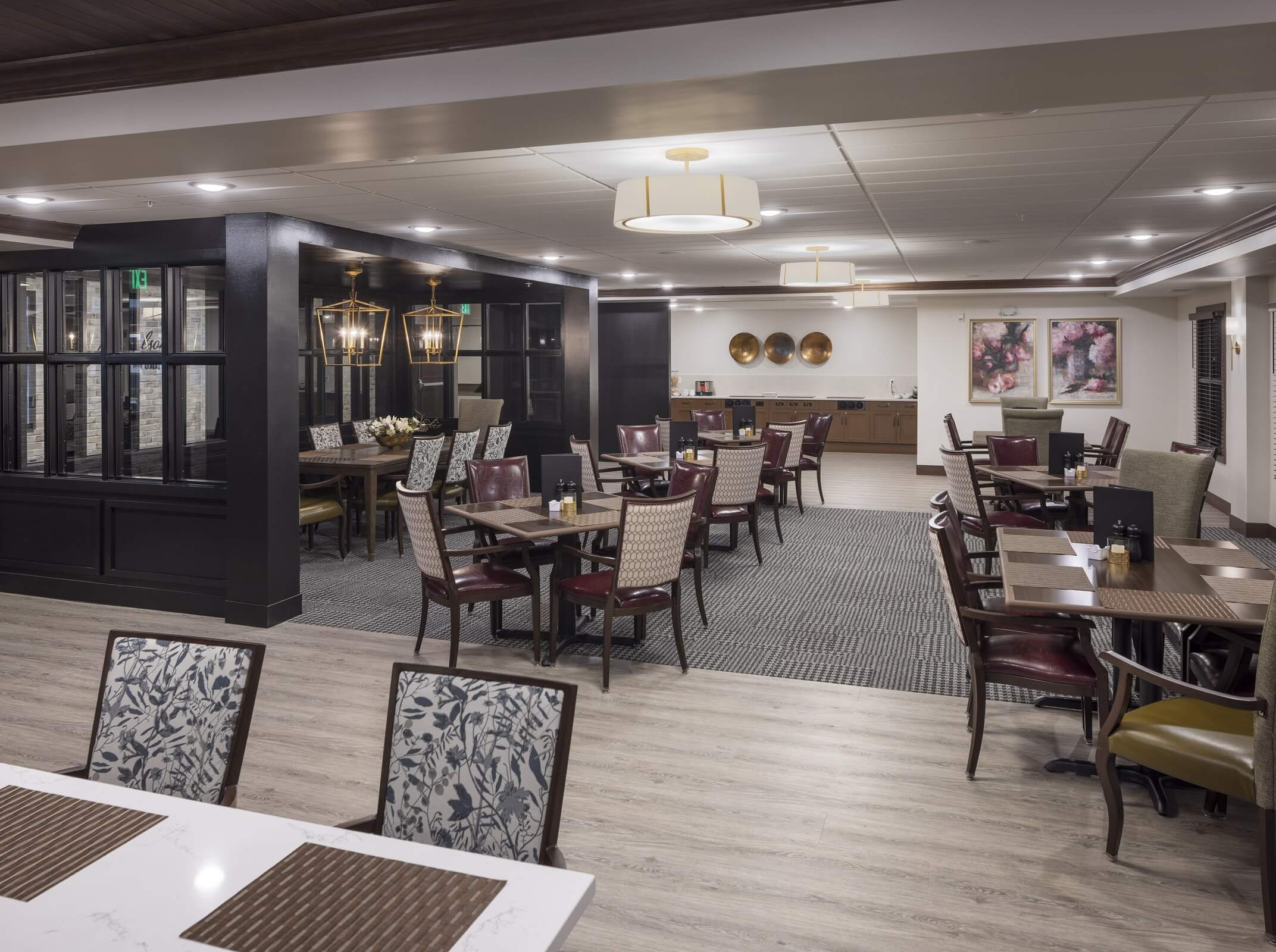 Elegant dining room with formal seating and soft lighting