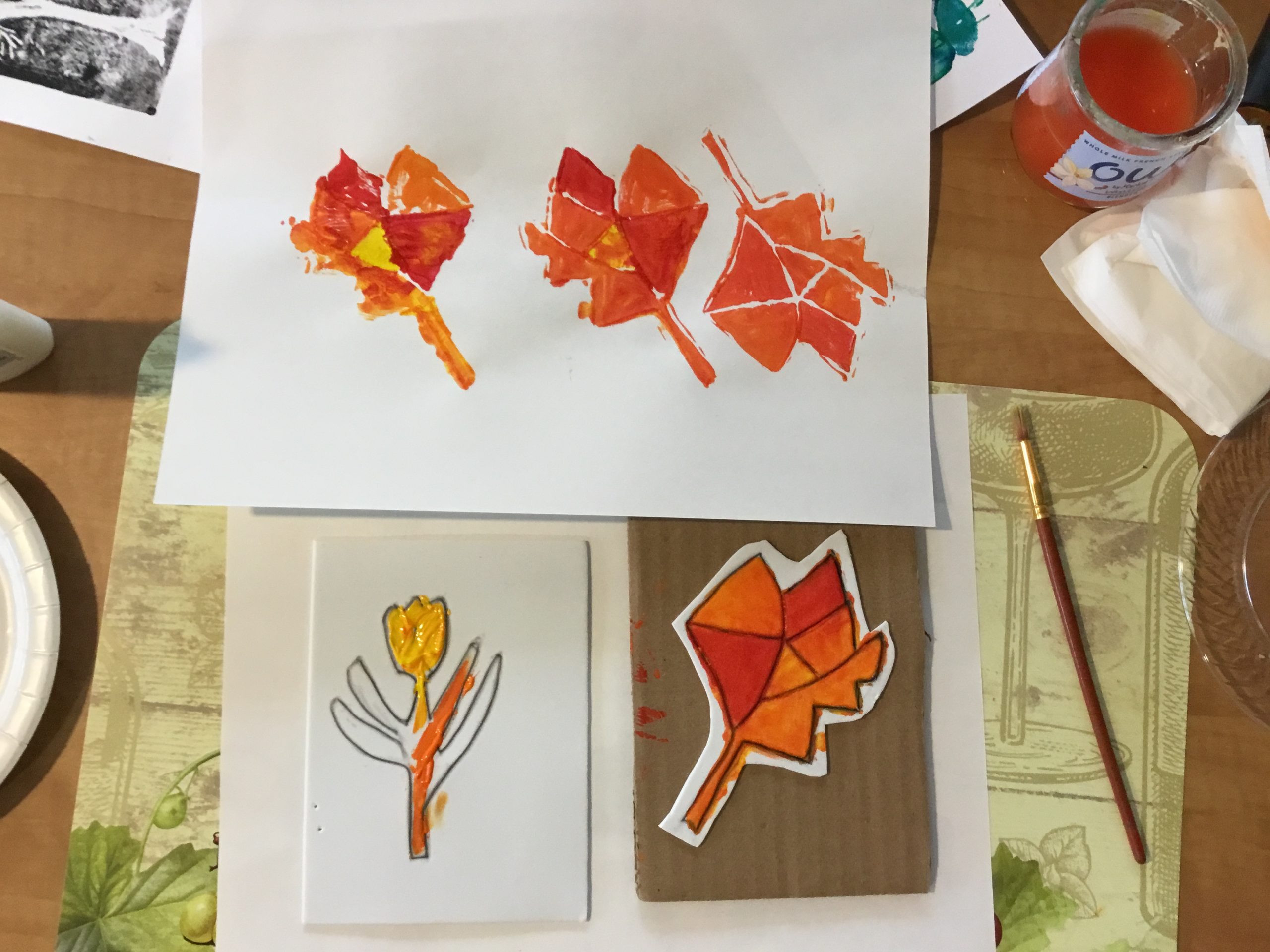 A variety of art created during Art with Heart from The Heritage at Lyngblomsten.