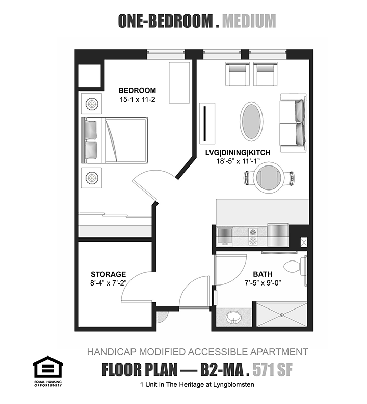 The Heritage 1-Bedroom (M) Floor Plan