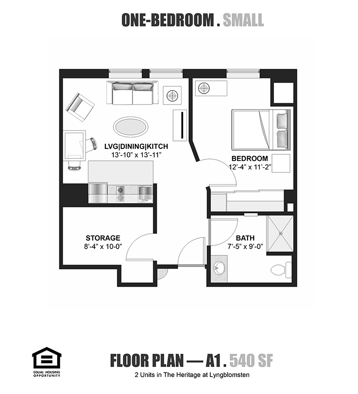 The Heritage 1-Bedroom (small) Floor Plan