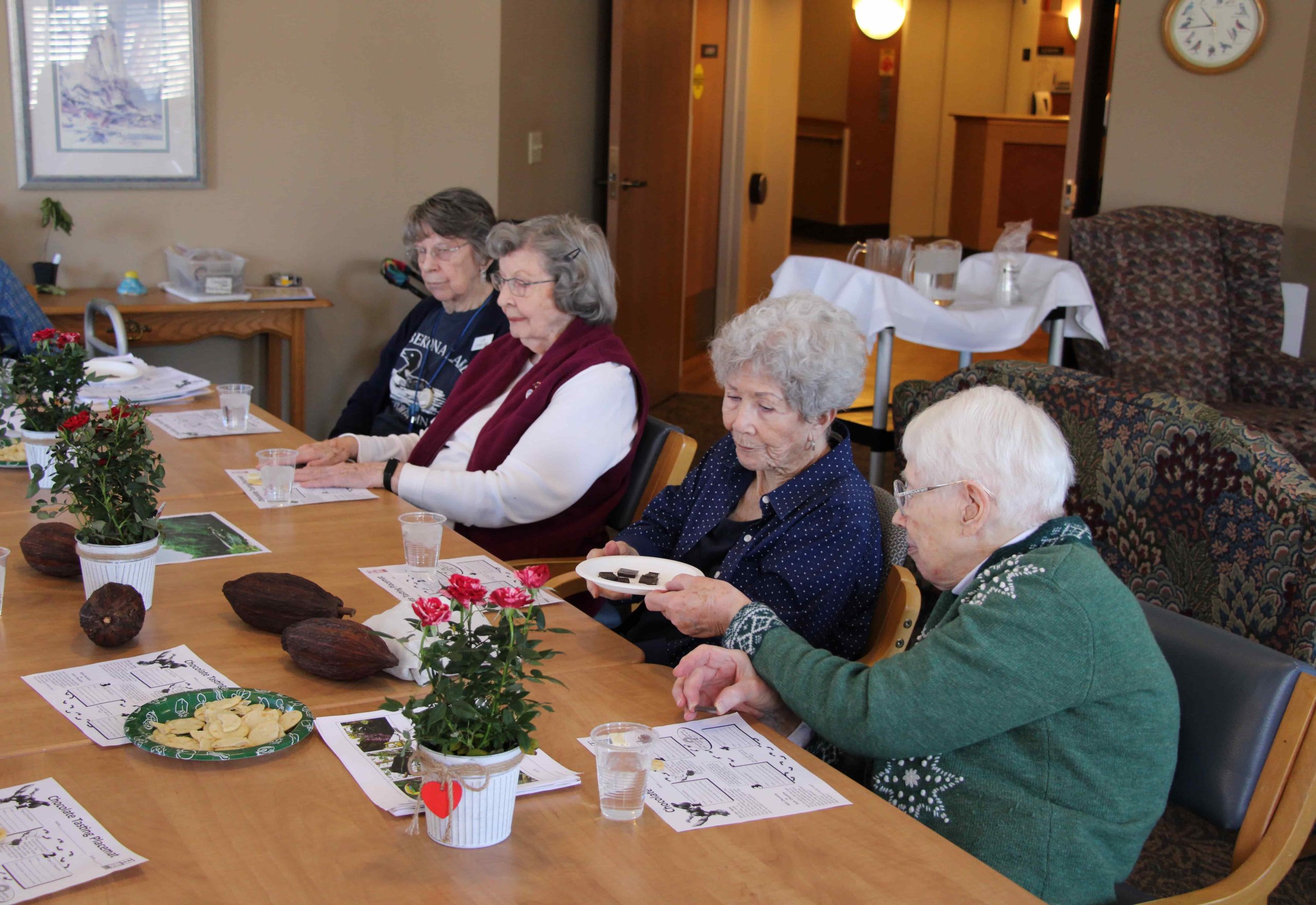 Resident Attend Nature Based Therapy and Learn About Cocoa Before Sampling Different Chocolates
