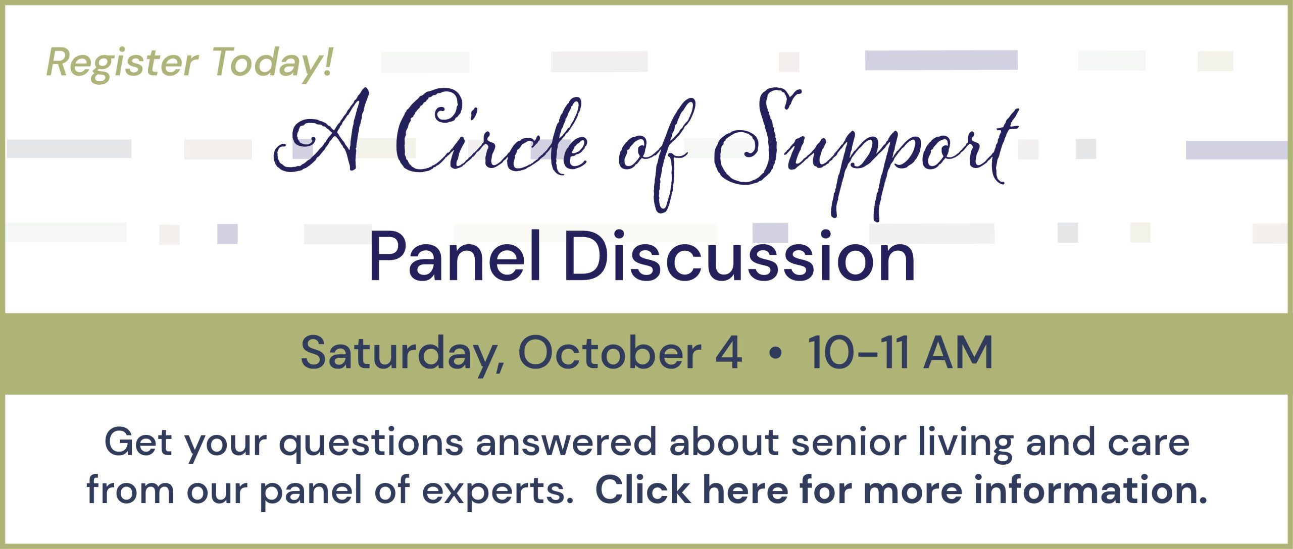 A Circle of Support panel discussion event ad with date, time, and registration details